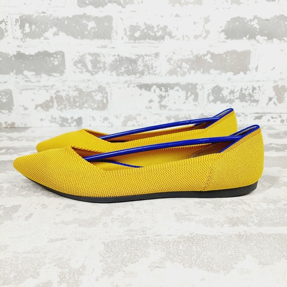 New Rothy's The Flat Yellow Knit Round Toe Slip On Loafers W366